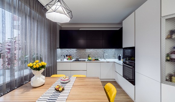 Кухни черно-белого цвета